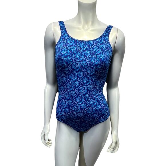 LL Bean Women's Blue Floral One-Piece Swimsuit Size 10 - Picture 8 of 15